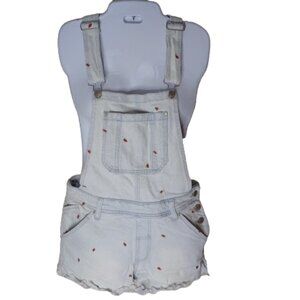 Tinseltown Womens Jean Shortalls Bib Overall Shorts Light Wash Blue Denim Carrot